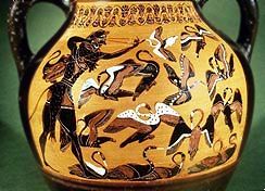 Hércules y las estinfálides, ánfora ática ca. 560-530 a.c.