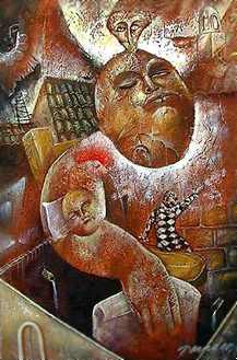 David González: Al fin el sueño, óleo, 1999
