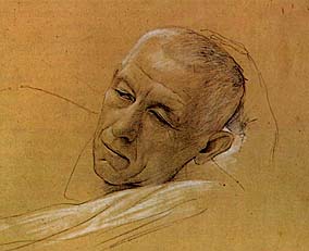 Gustav Klimt: Cabeza de un hombre reclinado apoyndose en s mismo