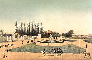 La fuente de La Noble Habana o de La India (grabado a partir del dibujo de Santiago Sawkins, 1838)